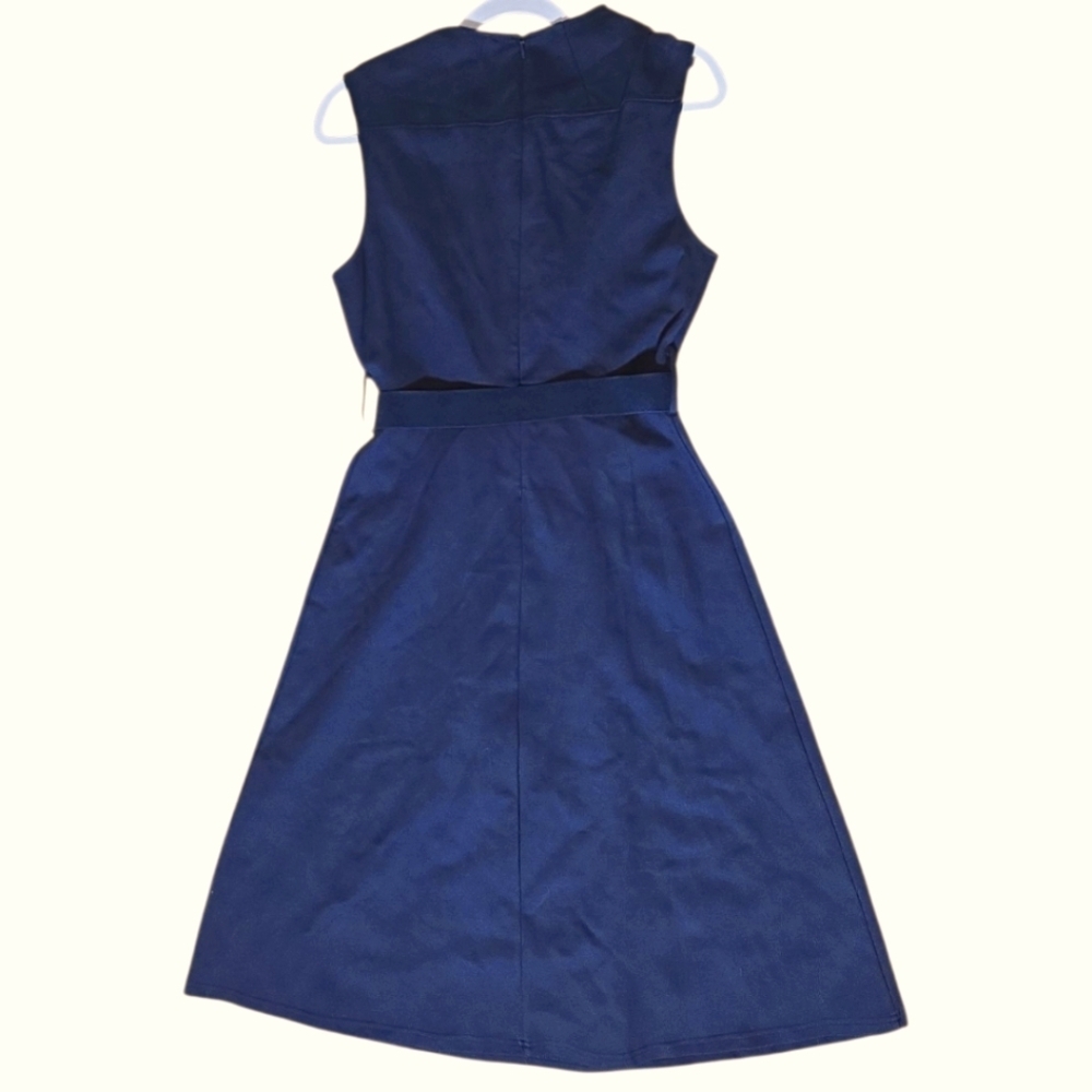 NWT Tyler Boe Fit and Flare Purplish Blue Sleeveless Dress Size 4 - Picture 4 of 5